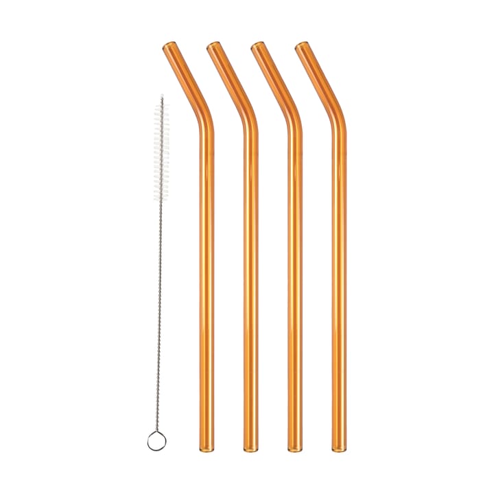 Lyngby Glas sugrör 21,5 cm 4-pack, Amber Lyngby Glas