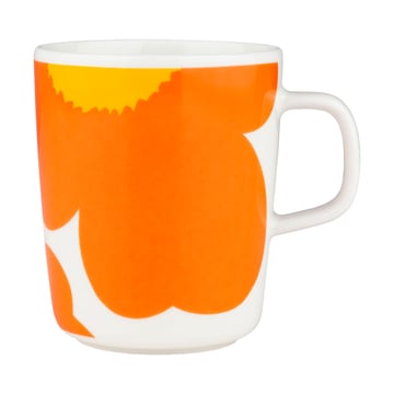 Marimekko Iso Unikko mugg 25 cl White-orange-yellow