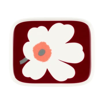 Marimekko Juhla Unikko tallrik 12×15 cm White-dark cherry-ash grey