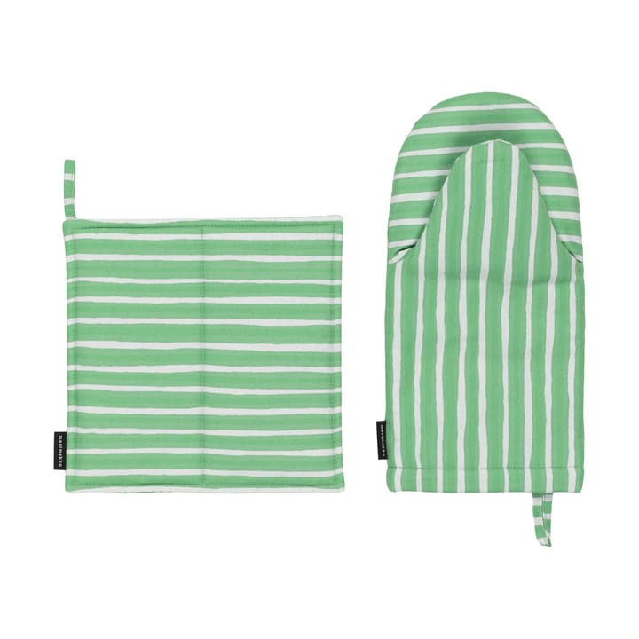 Piccolo grytlapp + grytvante 2 delar, Light grey-spring green Marimekko