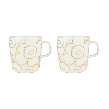 Marimekko Piirto Unikko mugg 4 dl 2-pack White-gold