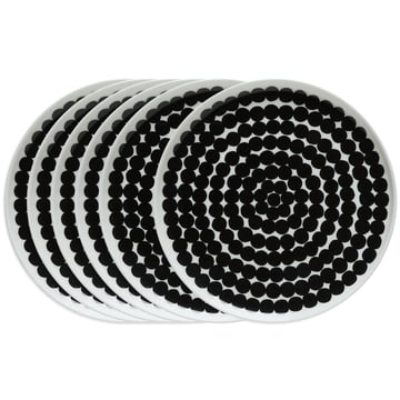 Marimekko Räsymatto tallrik 20 cm 6-pack svart-vit svart-vit