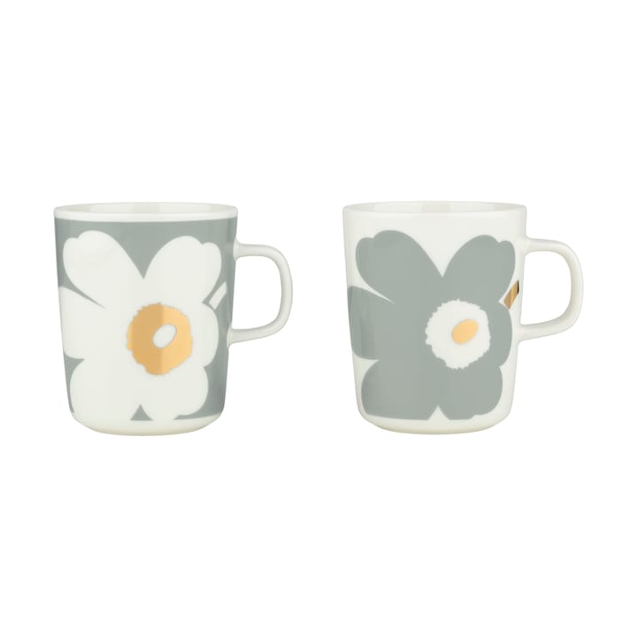 Unikko 60-åarsjubileum mugg 25 cl 2-pack - White-light grey-gold - Marimekko