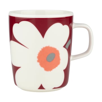 Marimekko Unikko 60-årsjubileum mugg 25 cl White-dark cherry-ash grey