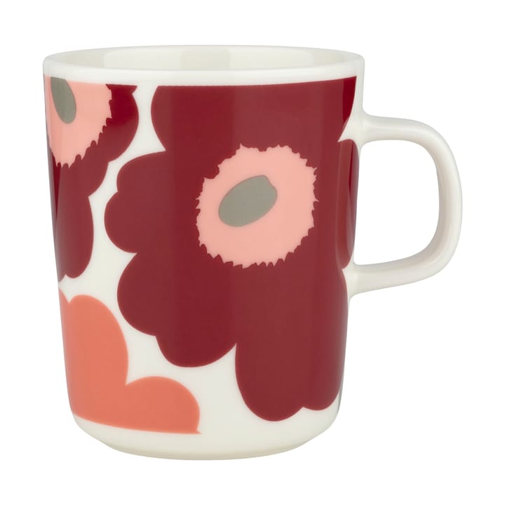 Unikko mugg 25 cl - White-dark cherry-salmon red - Marimekko