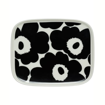 Marimekko Unikko tallrik 12×15 cm Svart-vit