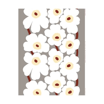 Marimekko Unikko tyg L. grey-white-d. red-butter