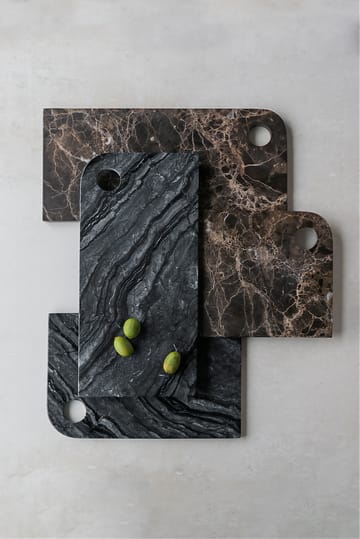 Marble serveringsbricka medium 20x30 cm - Black-grey - Mette Ditmer