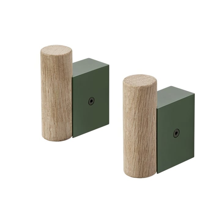 Attach klädhängare 2-pack - Oak-Dark green - Muuto