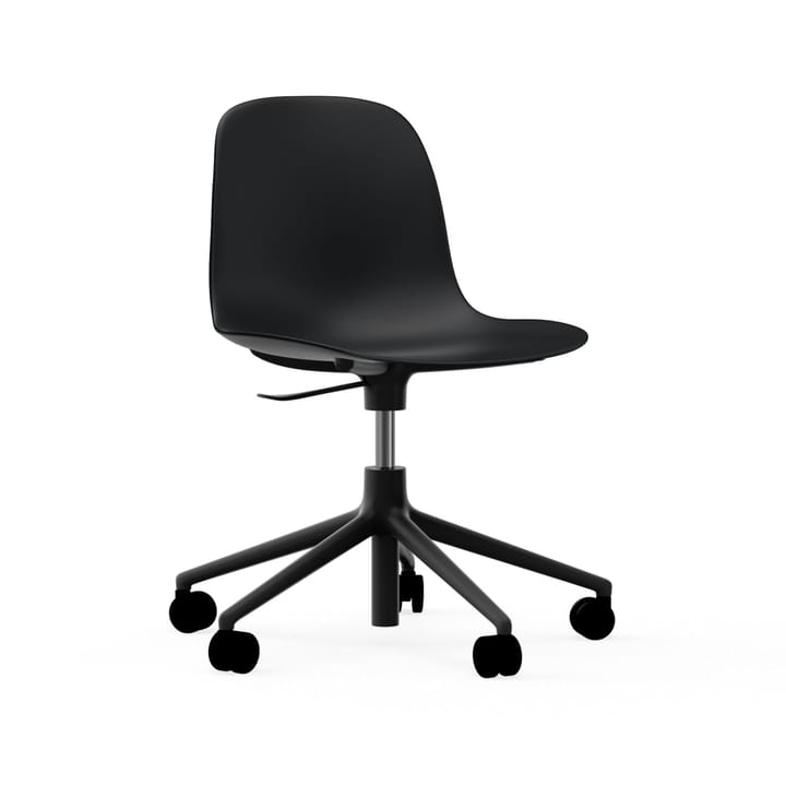 Form chair swivel 5W kontorsstol, svart, svart aluminium, hjul Normann Copenhagen