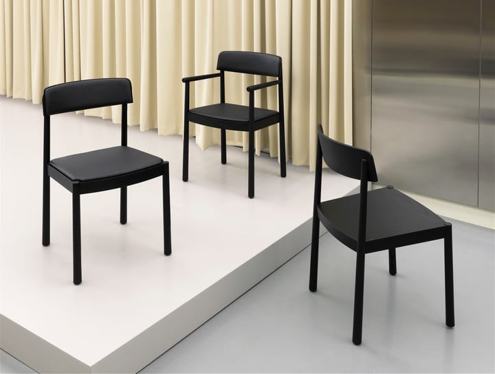 Timb stol med dyna, Black/ Ultra Leather - Black Normann Copenhagen