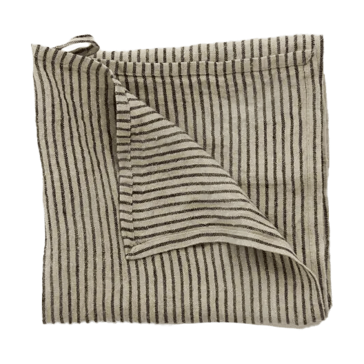 Stripe kökshandduk linne 45x65 cm, Svart-sand Olsson & Jensen