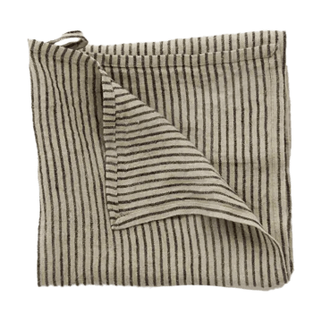 Olsson & Jensen Stripe kökshandduk linne 45×65 cm Svart-sand