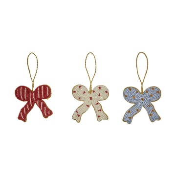 OYOY Christmas bow dekorationshänge 3 delar Cherry red-offwhite-blue