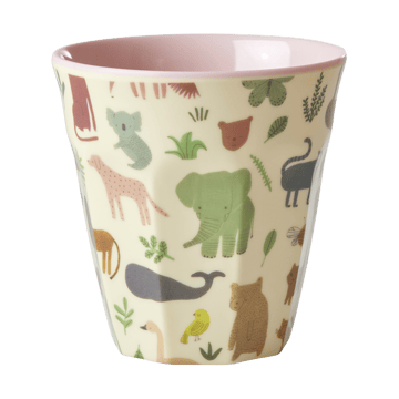 RICE Rice melaminkopp medium Sweet Jungle Print-Soft Pink