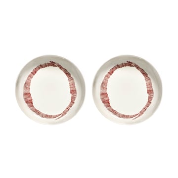 Serax Ottolenghi Feast djup tallrik Ø22 cm 2-pack White stripes-red