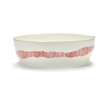 Serax Ottolenghi Feast salladsskål Ø27,5 cm White stripes-red