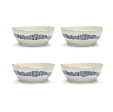 Serax Ottolenghi Feast skål L Ø17 cm 4-pack White-stripes blue