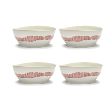 Serax Ottolenghi Feast skål L Ø17 cm 4-pack White stripes-red