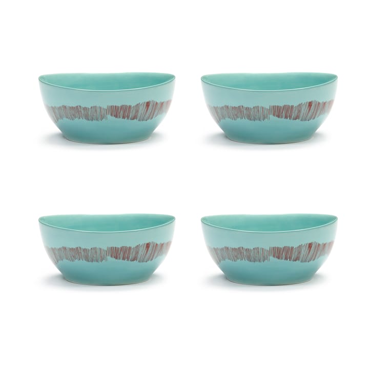 Ottolenghi Feast skål S Ø15 cm 4-pack, Azure stripes-red Serax