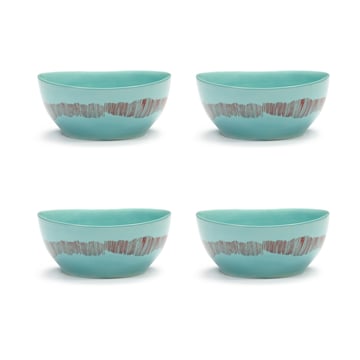 Serax Ottolenghi Feast skål S Ø15 cm 4-pack Azure stripes-red