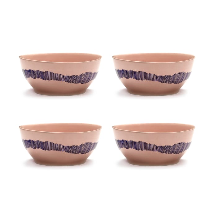 Ottolenghi Feast skål S Ø15 cm 4-pack - Pink stripes blue - Serax