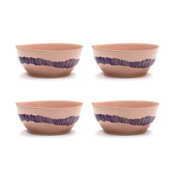 Serax Ottolenghi Feast skål S Ø15 cm 4-pack Pink stripes blue