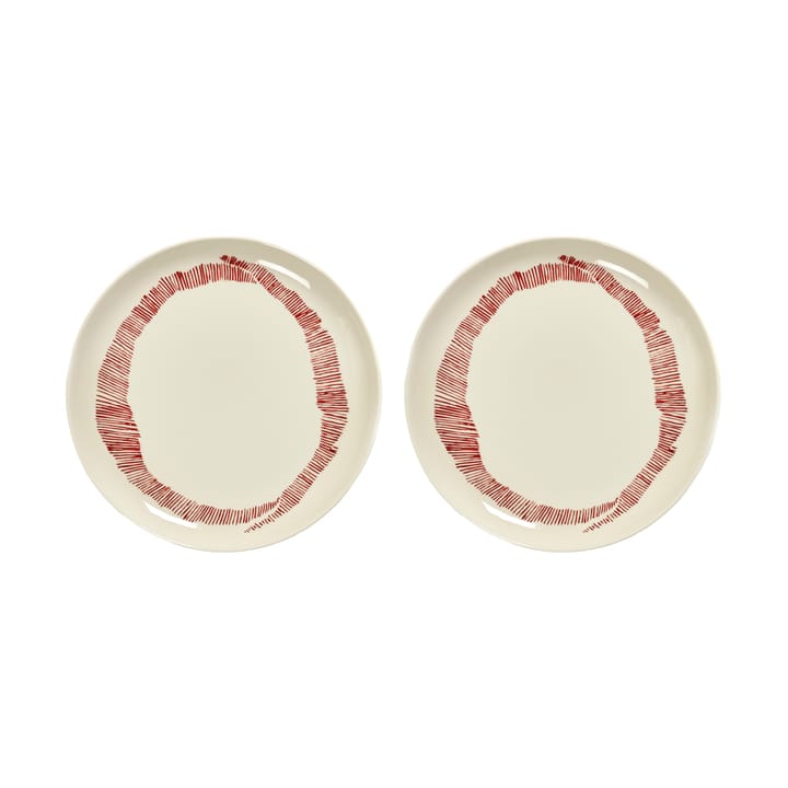 Ottolenghi Feast tallrik M Ø22,5 cm 2-pack - White stripes-red - Serax