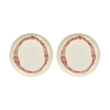 Serax Ottolenghi Feast tallrik M Ø22,5 cm 2-pack White stripes-red