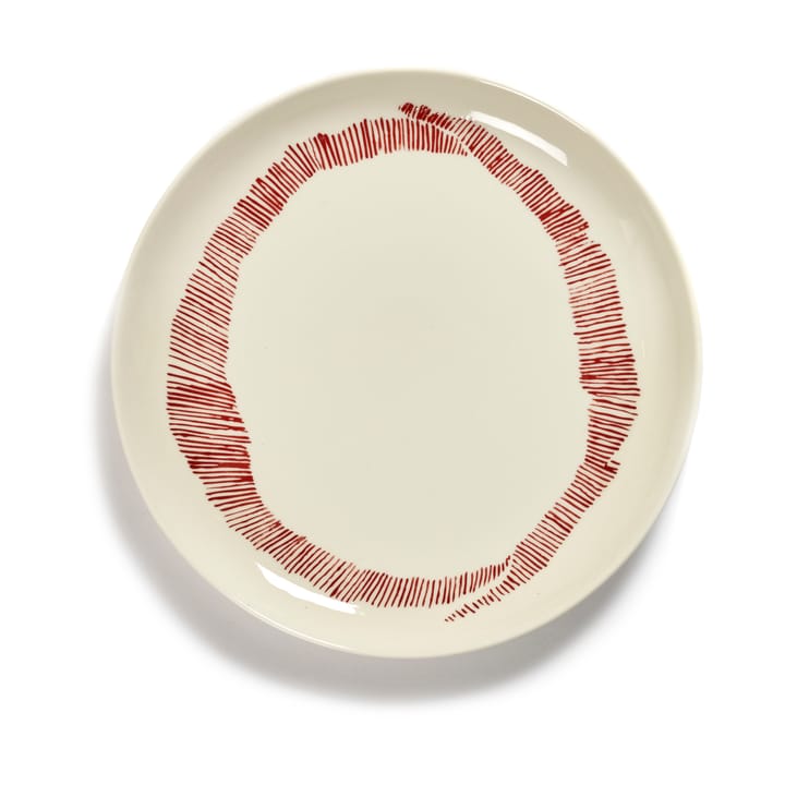 Ottolenghi Feast tallrik M Ø22,5 cm 2-pack, White stripes-red Serax