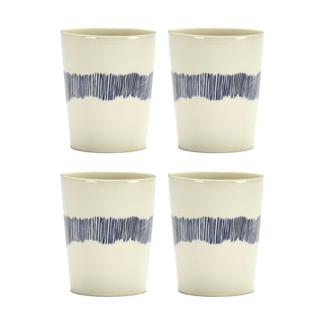 Serax Ottolenghi Feast tekopp 33 cl 4-pack White stripes-blue