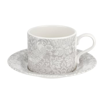 Spode Strawberry Thief tekopp med fat 28 cl Grey