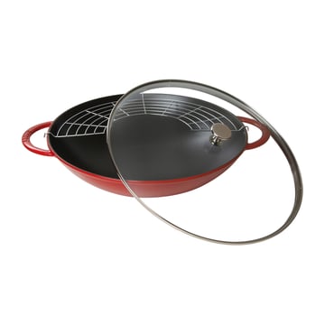 STAUB Wok med glaslock Ø37 cm 5,7 L Röd