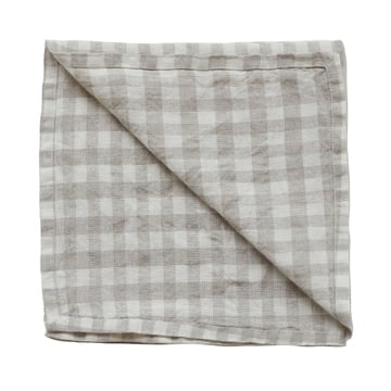 Tell Me More Gingham rutig linneservett 45×45 cm Natural