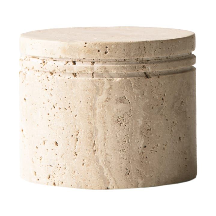 Travertine burk med lock - Ø13 cm - Tell Me More