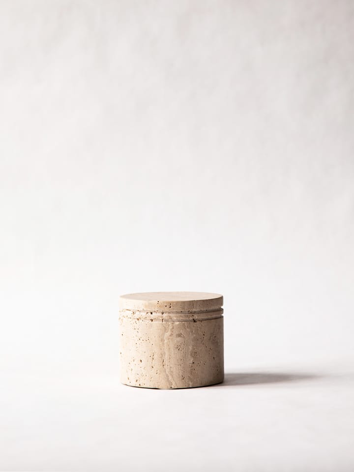 Travertine burk med lock, Ø13 cm Tell Me More