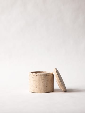 Travertine burk med lock - Ø13 cm - Tell Me More