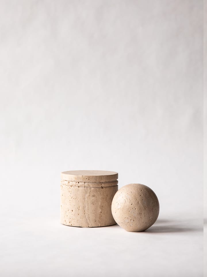 Travertine burk med lock, Ø13 cm Tell Me More