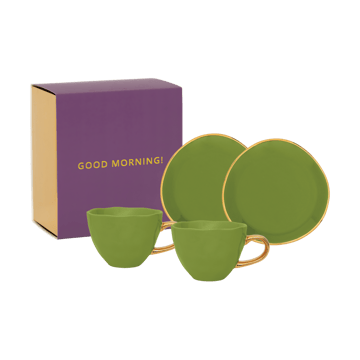 URBAN NATURE CULTURE Good Morning gåvoset Cappuccino mugg & fat 2-pack Evergreen sprig