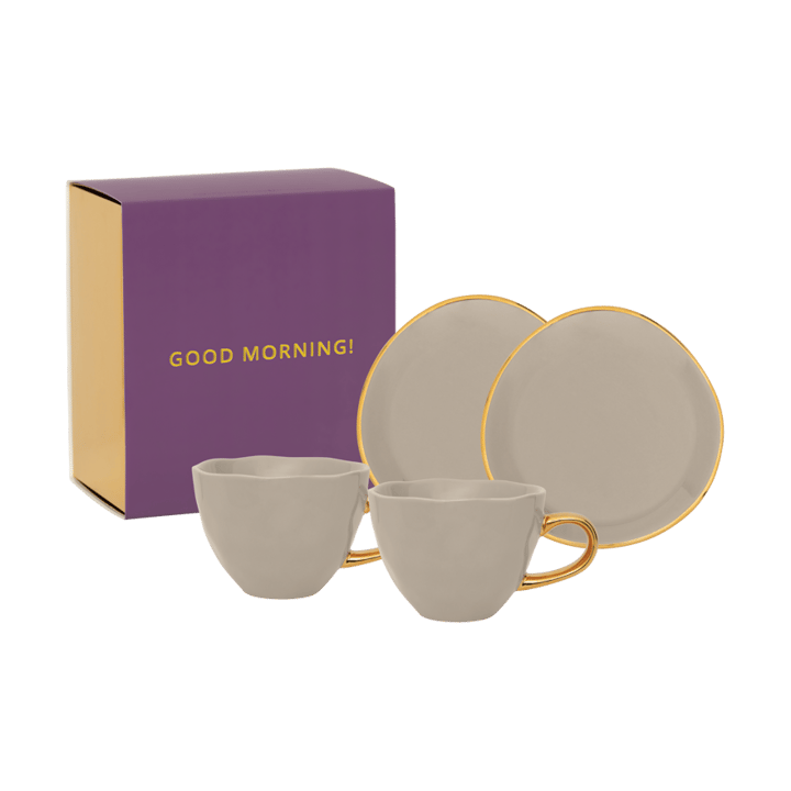 Good Morning gåvoset Cappuccino mugg & fat 2-pack, Gray morn URBAN NATURE CULTURE