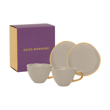 URBAN NATURE CULTURE Good Morning gåvoset Cappuccino mugg & fat 2-pack Gray morn