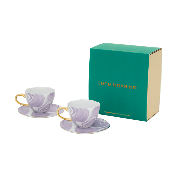 Good Morning gåvoset Cappuccino mugg & fat 2-pack, Valuri violet URBAN NATURE CULTURE