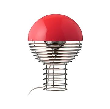 Verpan Wire bordslampa Ø30 cm Chrome-red