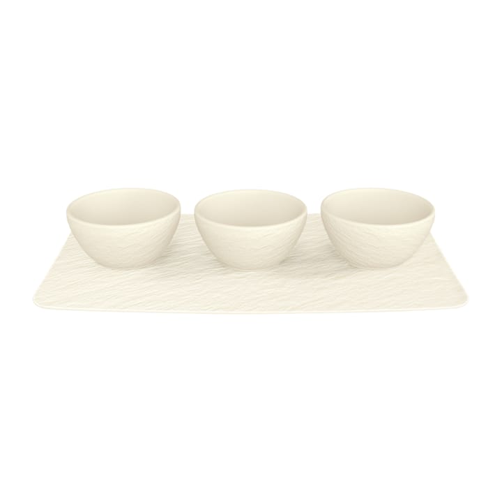 Manufacture Rock dippskål 3 st med bricka, Blanc Villeroy & Boch